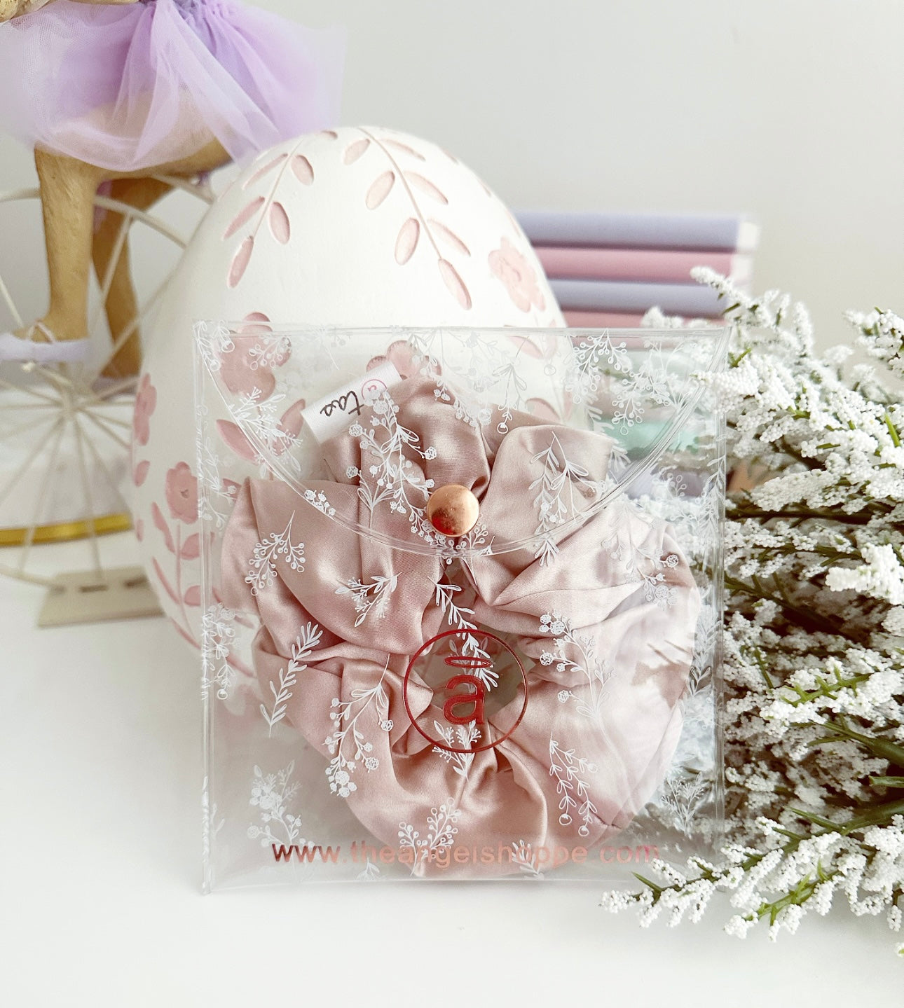100% real silk - ballet slippers luxe hair scrunchie