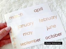 Rose gold foil months- clear stickers