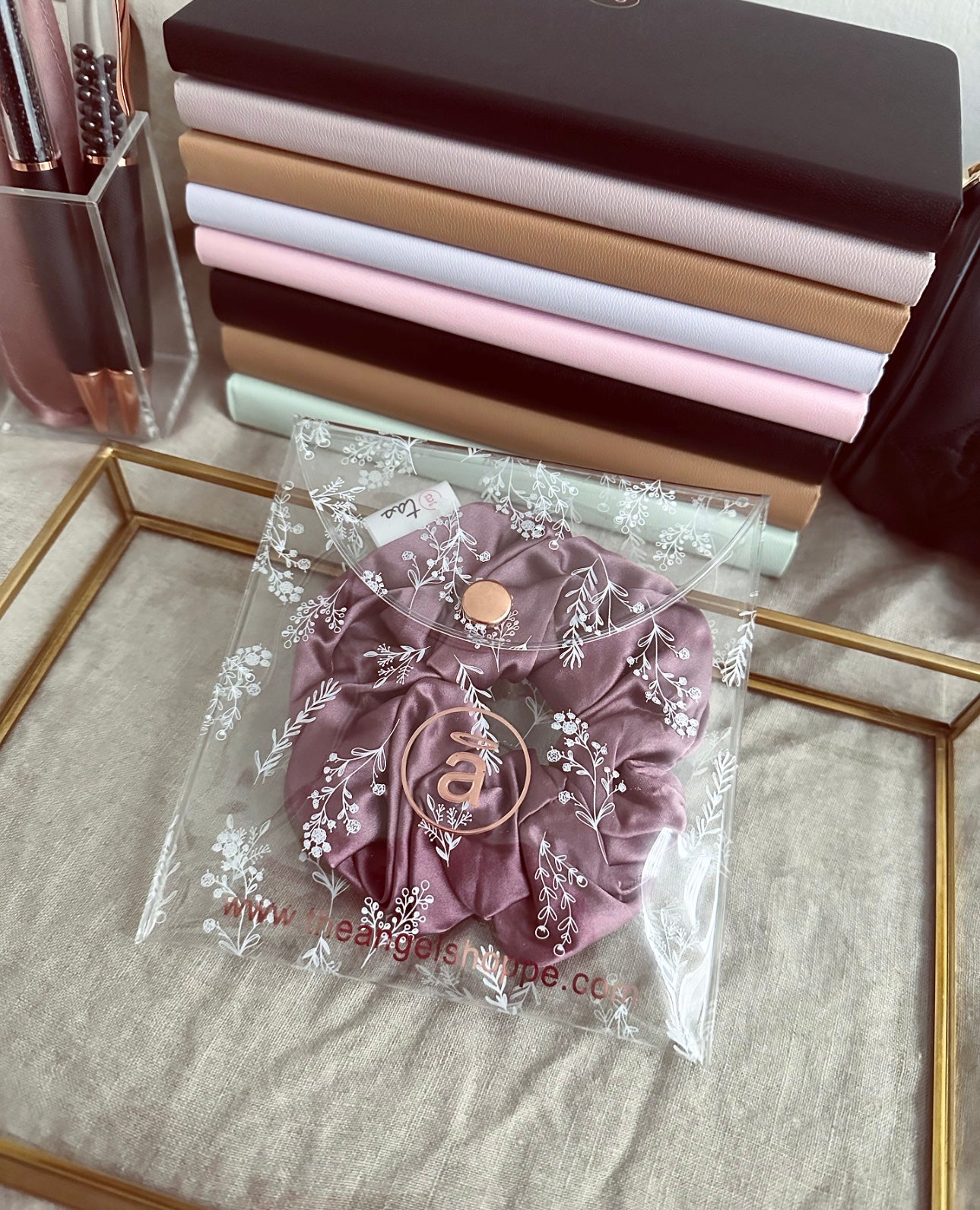 100% real silk - dusty rose luxe hair scrunchie