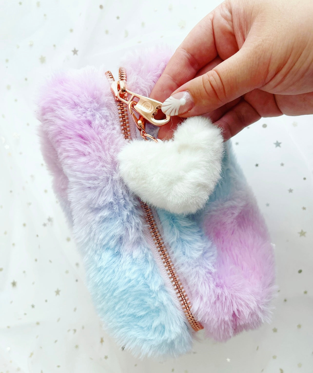 Cotton Candy Luxe Fur Pouch